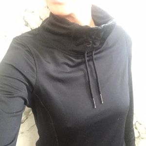 Black and grey cowl neck sweatshirt